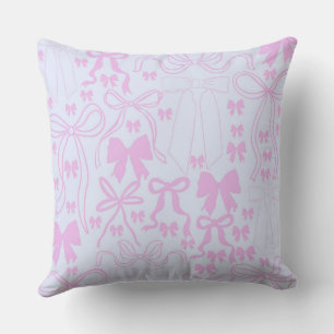 Coquette Pink Bow Girls Dorm Room Coquette Decor Throw Pillow