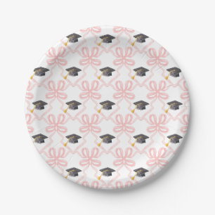 Coquette Pink Bow Graduation  Paper Plates