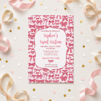 Coquette Pink Bow Invitation