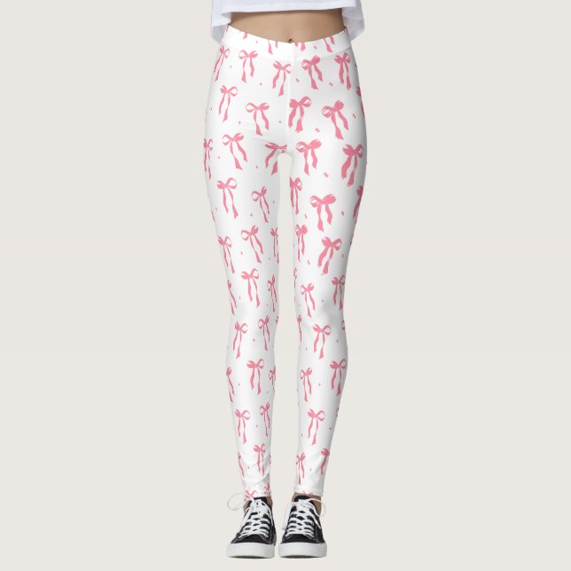 Coquette pink bow leggings (Front)
