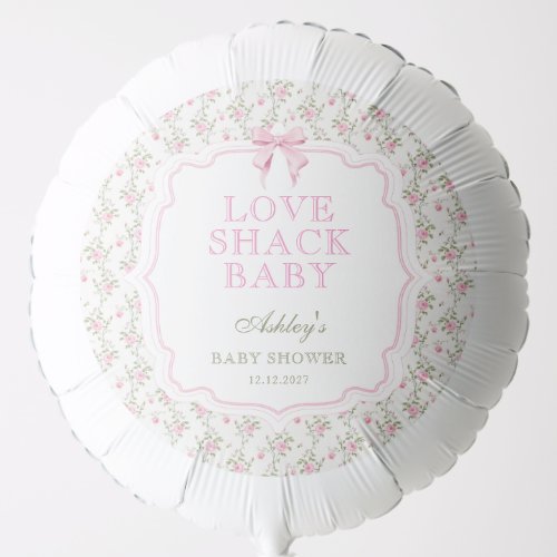 Coquette Pink Bow Love Shack Baby Shower Balloon