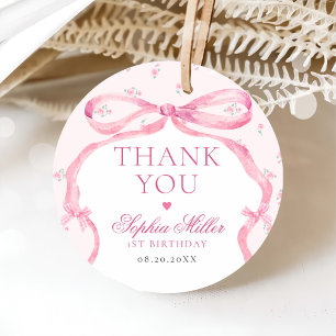 Coquette Pink Bow Love Shack Birthday Favor Tags