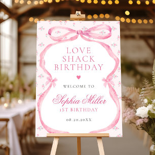 Coquette Pink Bow Love Shack Birthday Foam Board