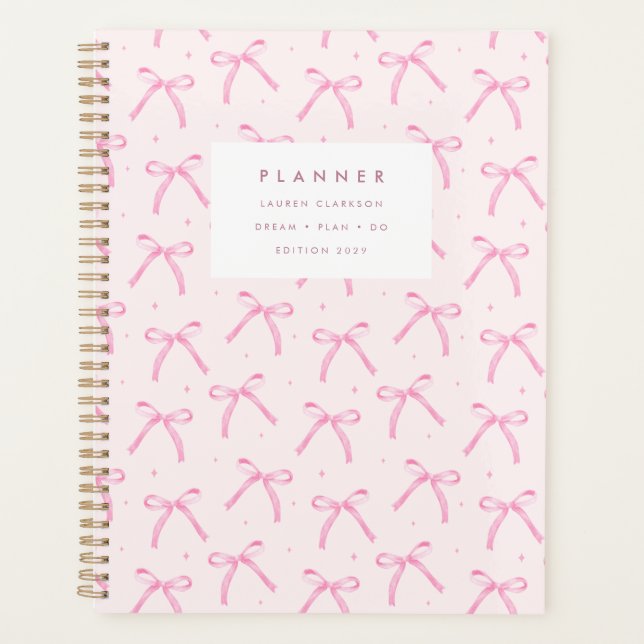 Coquette Pink Bow Modern Planner (Front)