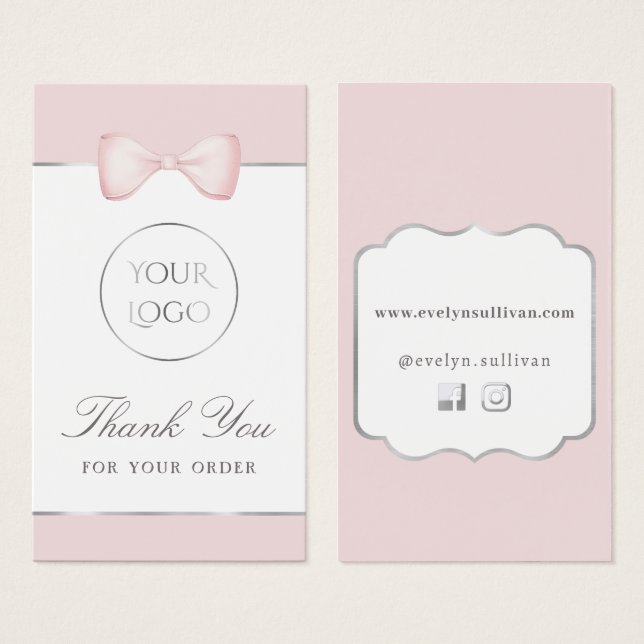 Coquette pink bow package insert (Front & Back)