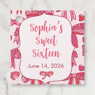 Coquette Pink Bow Party Favor Tag