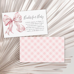 Coquette Pink Bow Pearl Baby Shower Books for Baby Enclosure Card