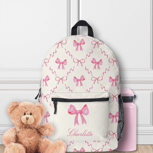 Coquette Pink Bow Printed Backpack