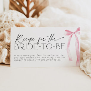 Coquette Pink Bow Recipe for Bride-to-be Request Enclosure Card