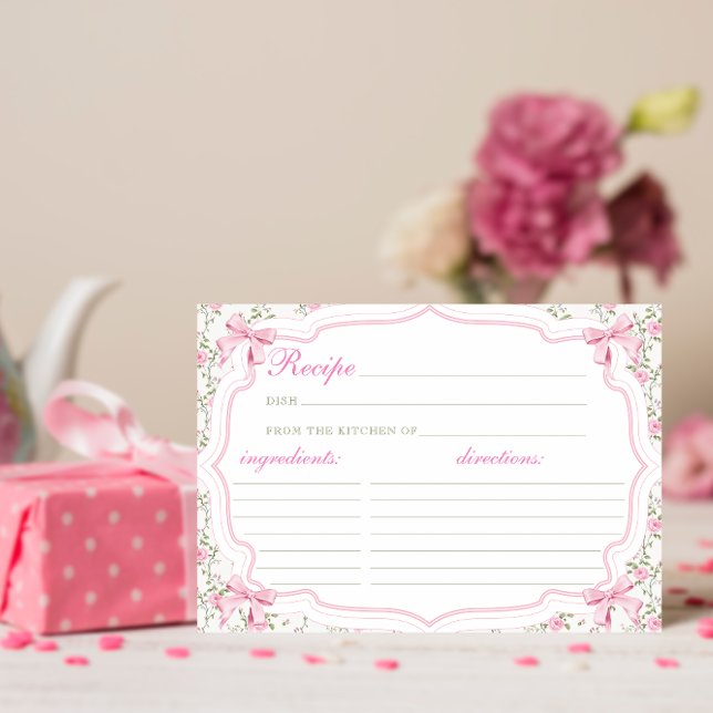 Coquette Pink Bow Recipe for the Bride Recipe Card (Creator Uploaded)