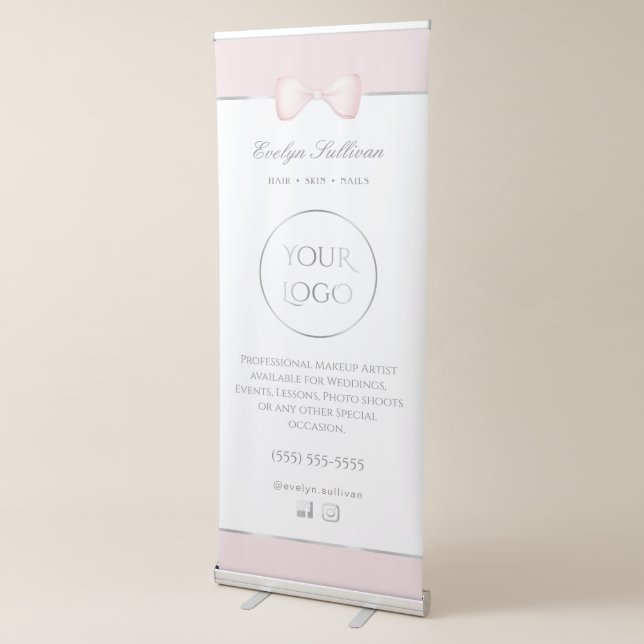 Coquette pink bow retractable banner (3/4)