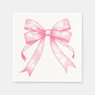 Coquette Pink Bow Retro Girl Baby Shower Napkins