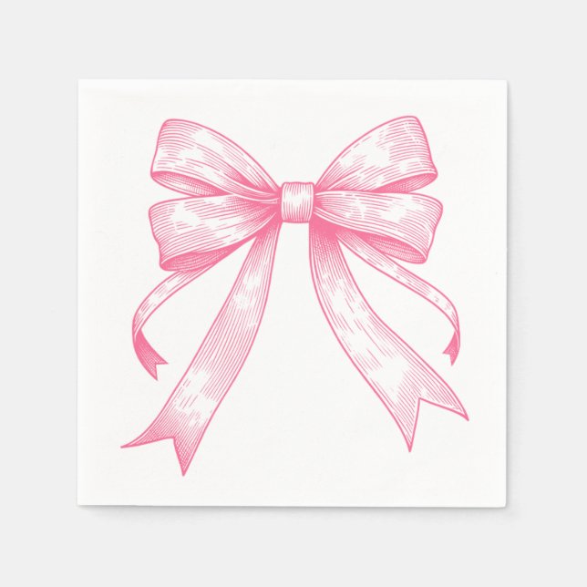 Coquette Pink Bow Retro Girl Baby Shower Napkins (Front)