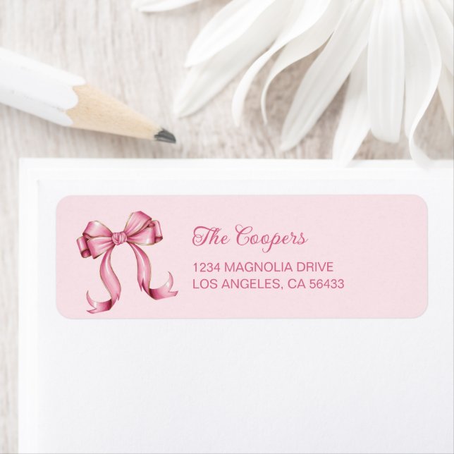 Coquette Pink Bow Return Address Label (Insitu)