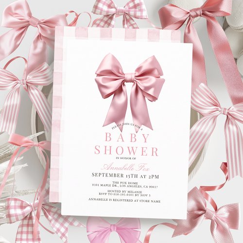 Coquette Pink Bow Ribbon Girl Baby Shower
