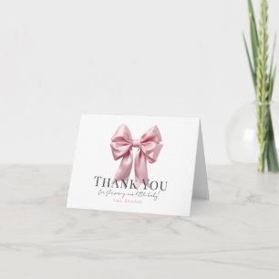 Coquette Pink Bow Ribbon Girl Baby Shower Letterpress Thank You Card