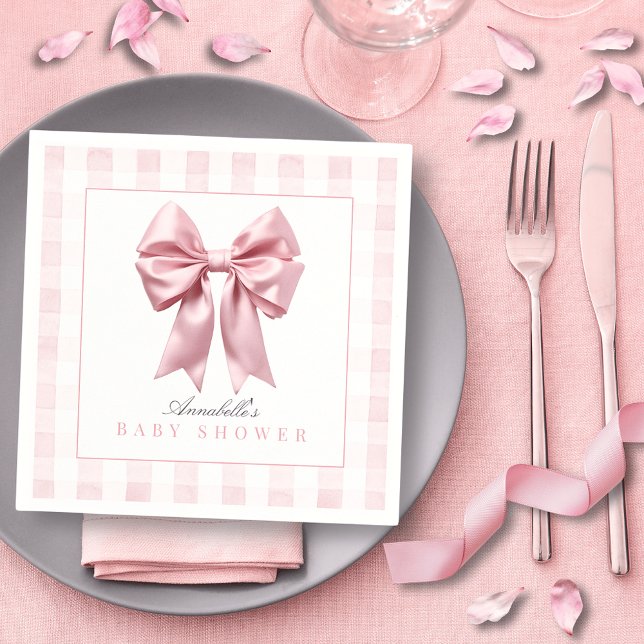 Coquette Pink Bow Ribbon Girl Baby Shower Napkins (Creator Uploaded)