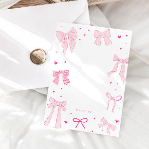 Coquette Pink Bow Ribbon Note Card