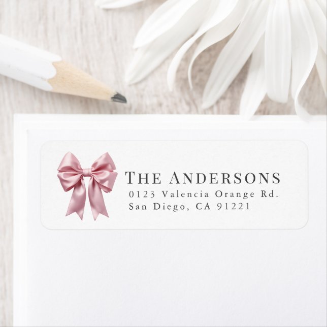 Coquette Pink Bow Ribbon Return Address Label (Insitu)