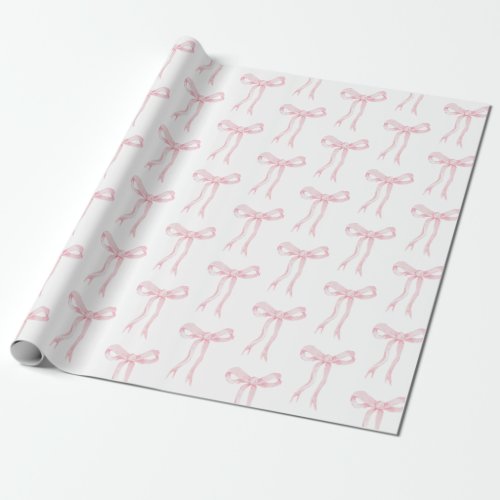 Coquette Pink Bow Ribbon Tying The Knot Wrapping Paper
