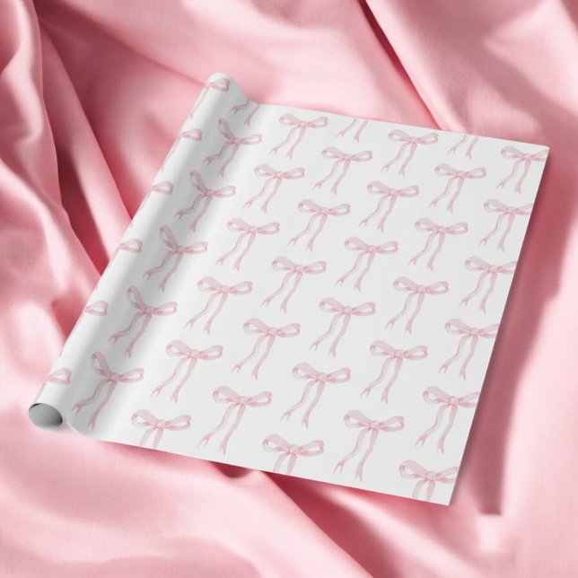 Coquette Pink Bow Ribbon Tying The Knot Wrapping Paper (Creator Uploaded)