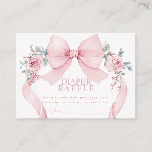 Coquette Pink Bow Roses Flowers Baby Shower Enclosure Card