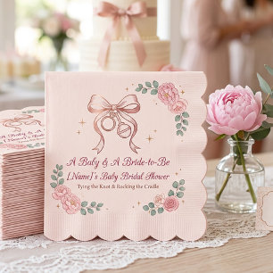 Coquette Pink Bow & Roses   Joint Baby and Bridal  Napkins