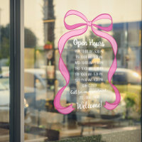 Coquette Pink Bow Small Business Open Hours Number