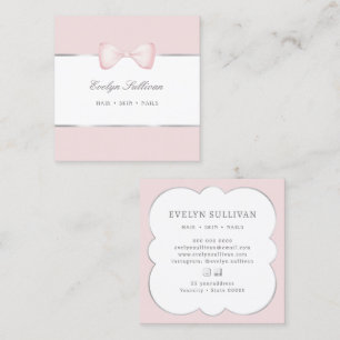 Coquette pink bow square business card