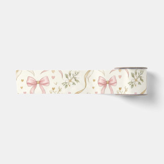 Coquette Pink Bow & Vintage Botanical Ribbon
