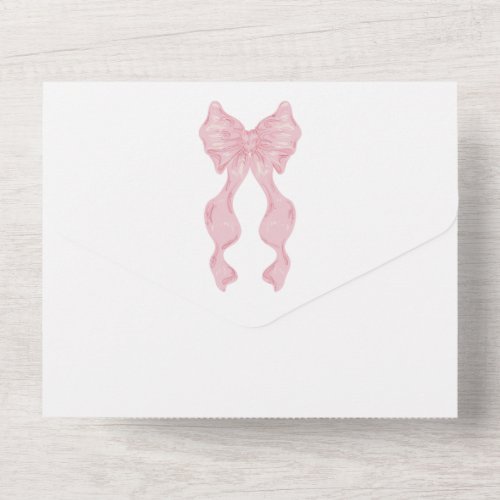 Coquette Pink Bow Wedding invitation all in one All In One Invitation