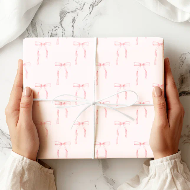 Coquette Pink Bow Wrapping Paper Zazzle