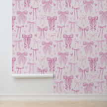 Coquette Pink Bows and Hearts on Soft Pink