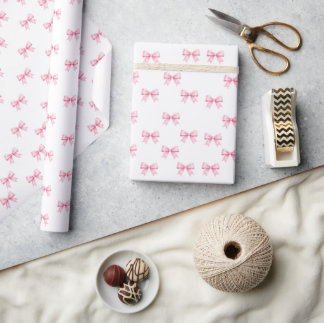 Coquette Pink Bows Cute Aesthetic Pattern Wrapping Paper