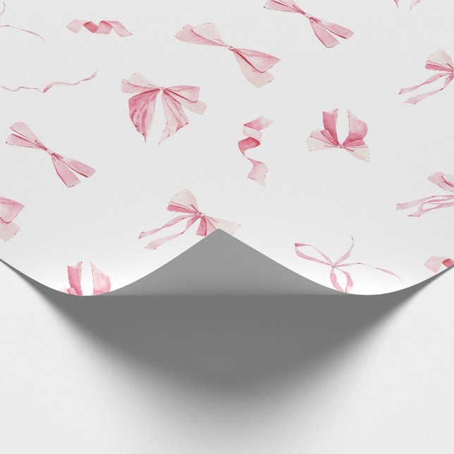 Coquette Pink Bows Gift Wrapping Paper Aesthetic (Corner)
