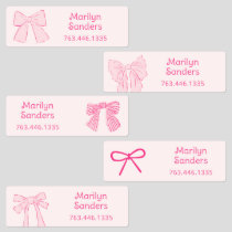 Coquette Pink Bows Kids' Labels