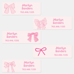 Coquette Pink Bows Kids' Labels