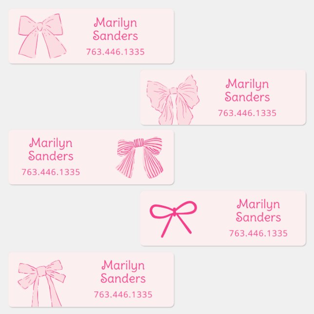 Coquette Pink Bows Kids' Labels (Group)
