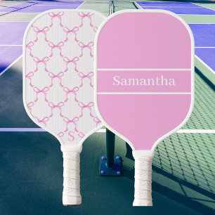 Coquette Pink Bows Personalized Preppy Carbon Fiber Pickleball Paddle