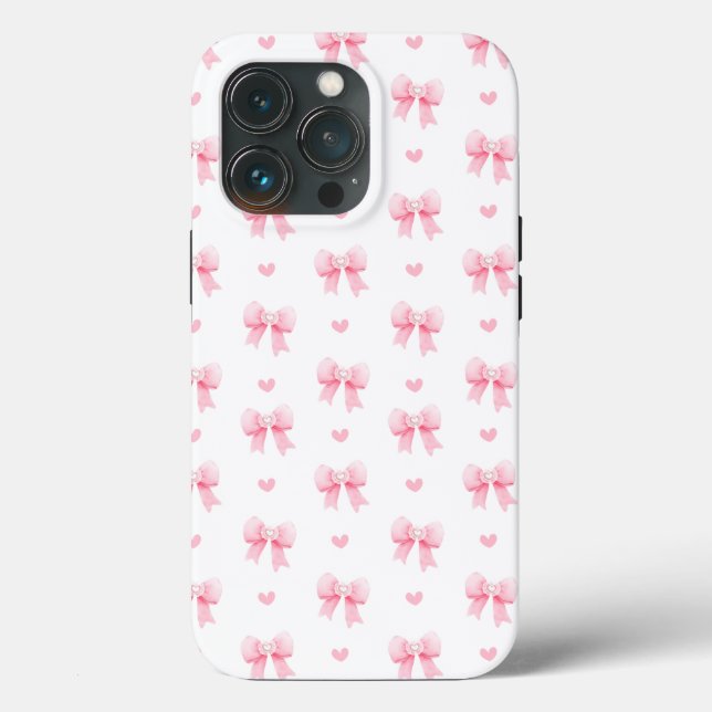 Coquette Pink Bows Ribbons Seamless Pattern  Case-Mate iPhone Case (Back)
