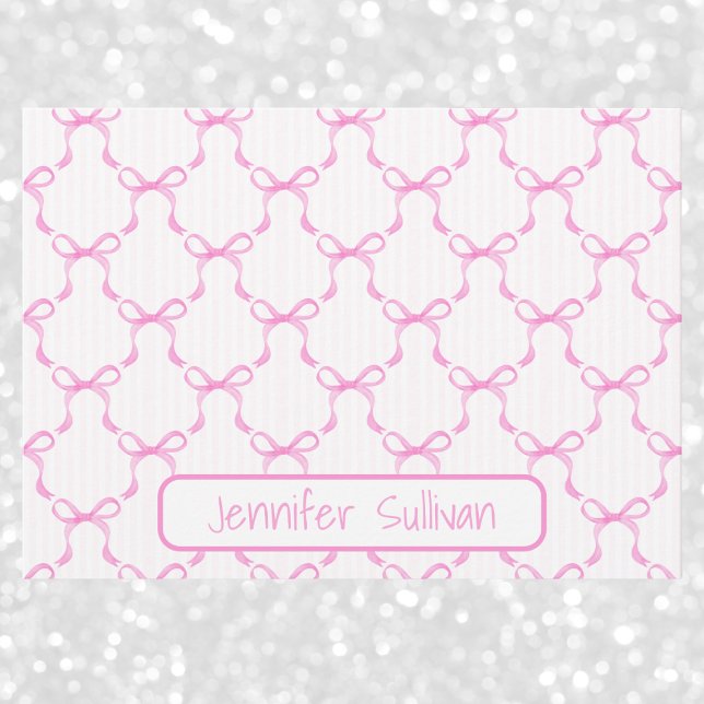 Coquette Pink Bows Striped Elegant Personalized  Note Card (Creator Uploaded)