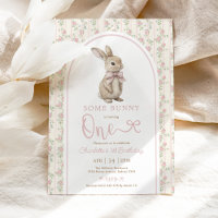 Coquette Pink Bunny Vintage Rabbit 1st Birthday