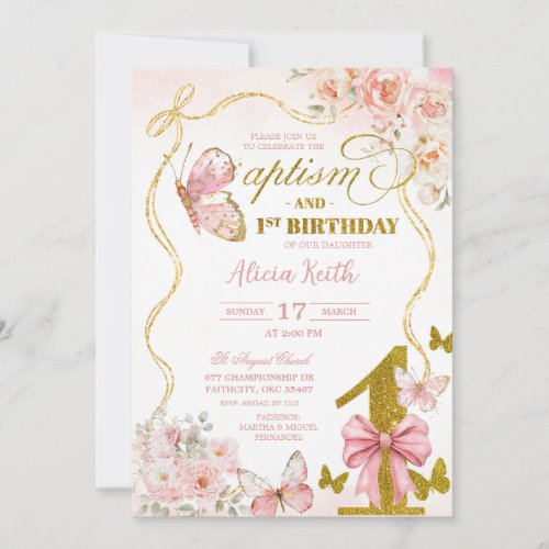 Coquette Pink Butterfly baptism and first birthday