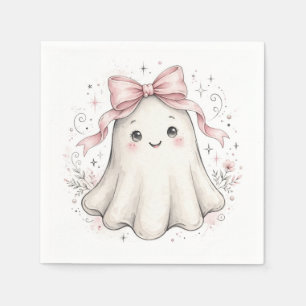 Coquette Pink Ghost First Birthday Paper Plates Napkins