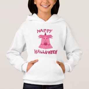 Coquette Pink Ghost Happy Halloween Digital Art Hoodie