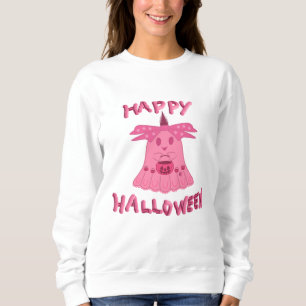 Coquette Pink Ghost Happy Halloween Digital Art Sweatshirt