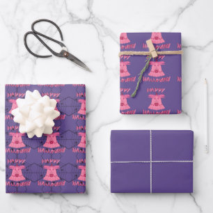Coquette Pink Ghost Happy Halloween Digital Art Wrapping Paper Sheets