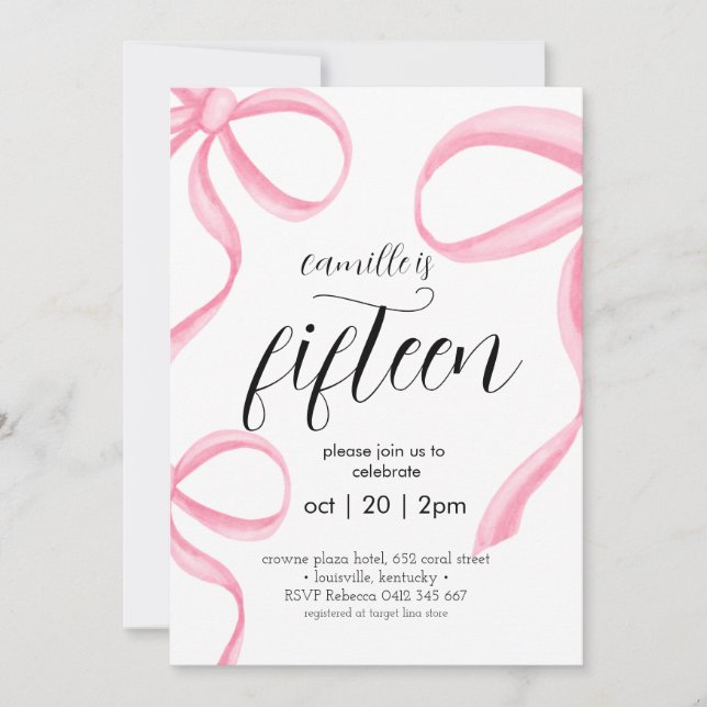 Coquette Pink girl  birthday Invitation (Front)