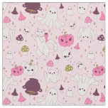 coquette pink halloween witch cat ghost skull  fabric