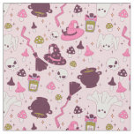 coquette pink halloween witch cauldron hat broom fabric